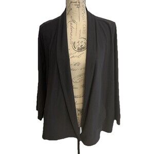 Eileen Fisher Women's Crepe Jacket XL Graphite Gathered Yoke Back Pockets